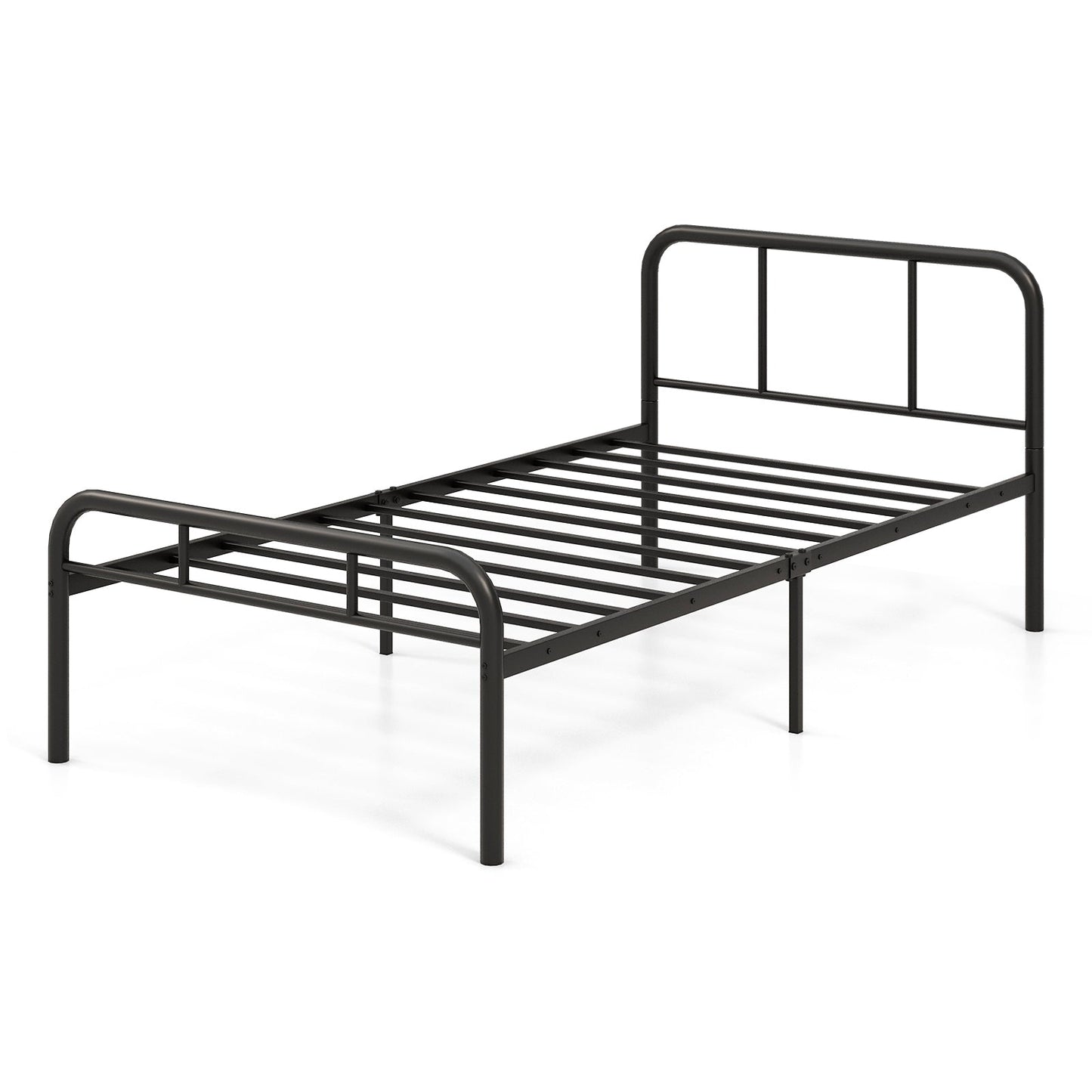 Estructura de cama de metal moderna con cabecero y piecero curvados - Tamaño individual