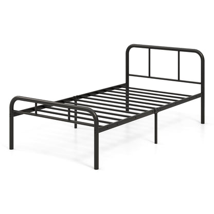 Estructura de cama de metal moderna con cabecero y piecero curvados - Tamaño individual