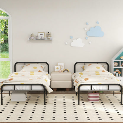 Estructura de cama de metal moderna con cabecero y piecero curvados - Tamaño individual