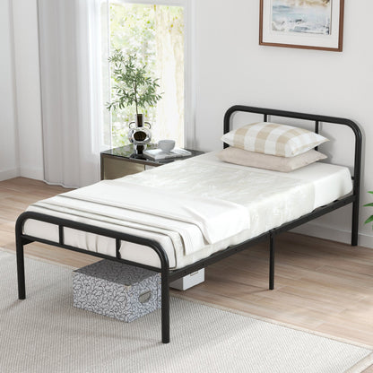 Estructura de cama de metal moderna con cabecero y piecero curvados - Tamaño individual