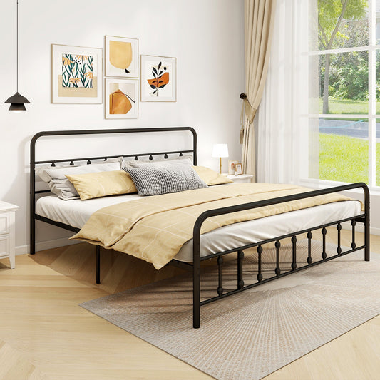 Bed Frame with Headboard and Under Bed Storage Black-King Size - Tampa Home & Garden Store