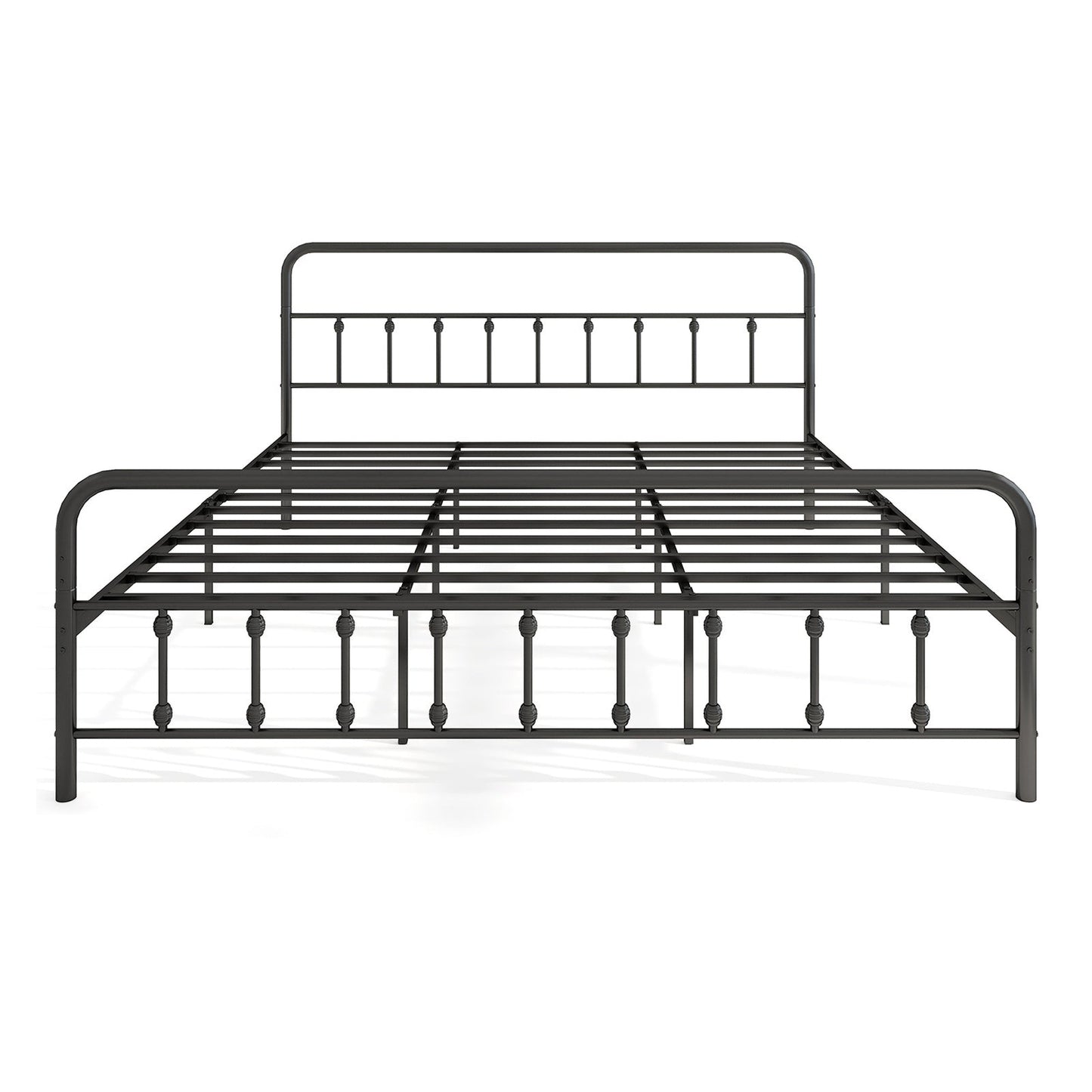 Estructura de cama con cabecero y almacenamiento bajo la cama, color negro, tamaño King