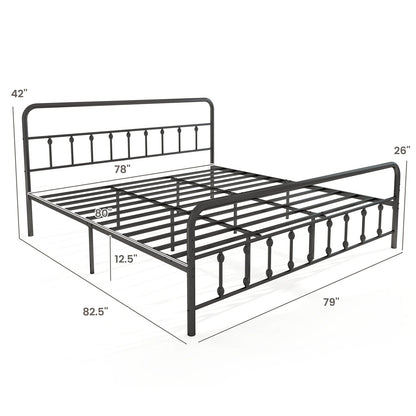Estructura de cama con cabecero y almacenamiento bajo la cama, color negro, tamaño King