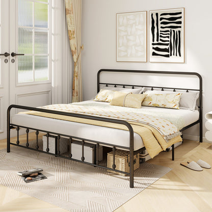 Estructura de cama con cabecero y almacenamiento bajo la cama, color negro, tamaño King