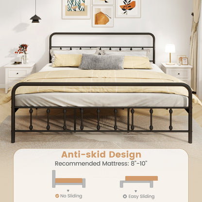 Estructura de cama con cabecero y almacenamiento bajo la cama, color negro, tamaño King