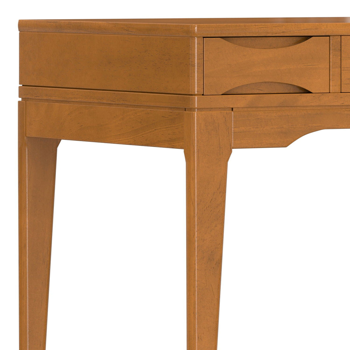 Handcrafted writing desk with pull-out keyboard tray in honey oak wood on Tampa Home & Garden Store