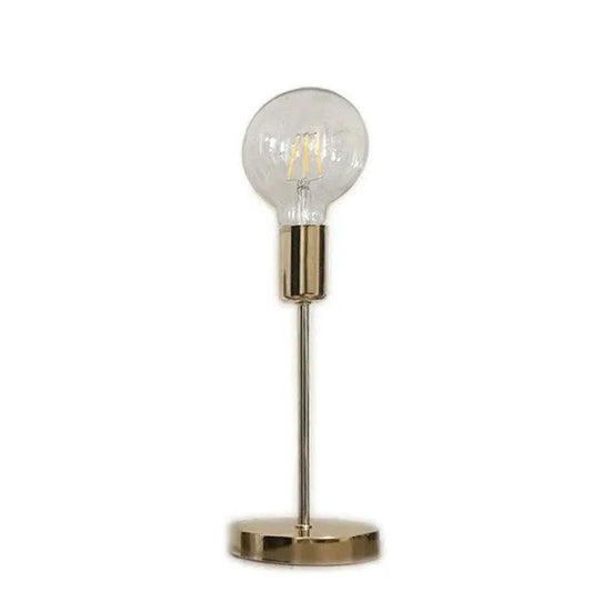 Stevvex ST125077AYP gold modern desk lamp with clear bulb, slim metal stem and round base on Tampa Home & Garden Store