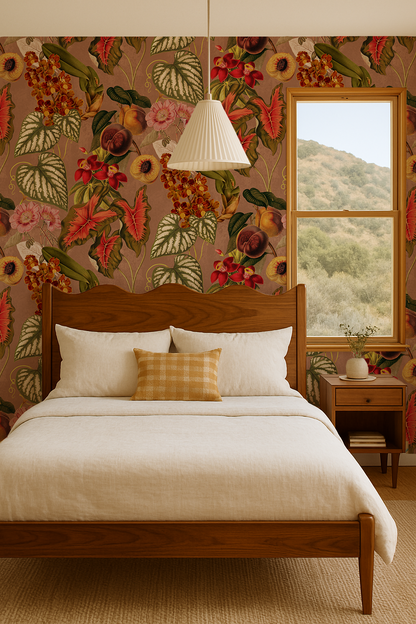 Papier peint Cali Tropicale, mousse moka