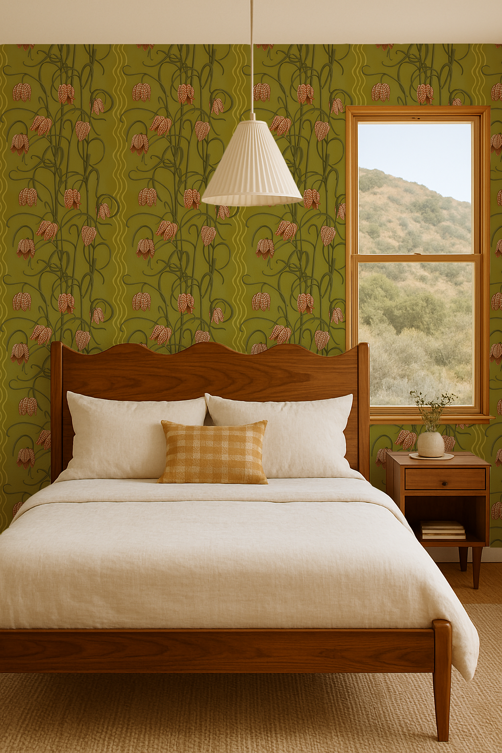 Papier peint Campanas, chartreuse et orange