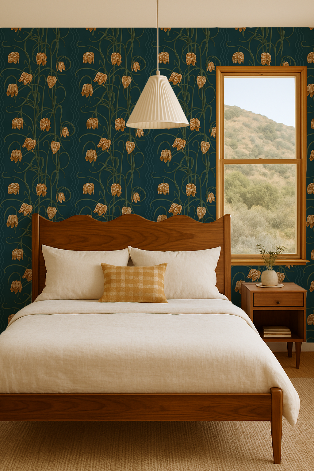 Papel pintado Campanas, azul oscuro y vara de oro