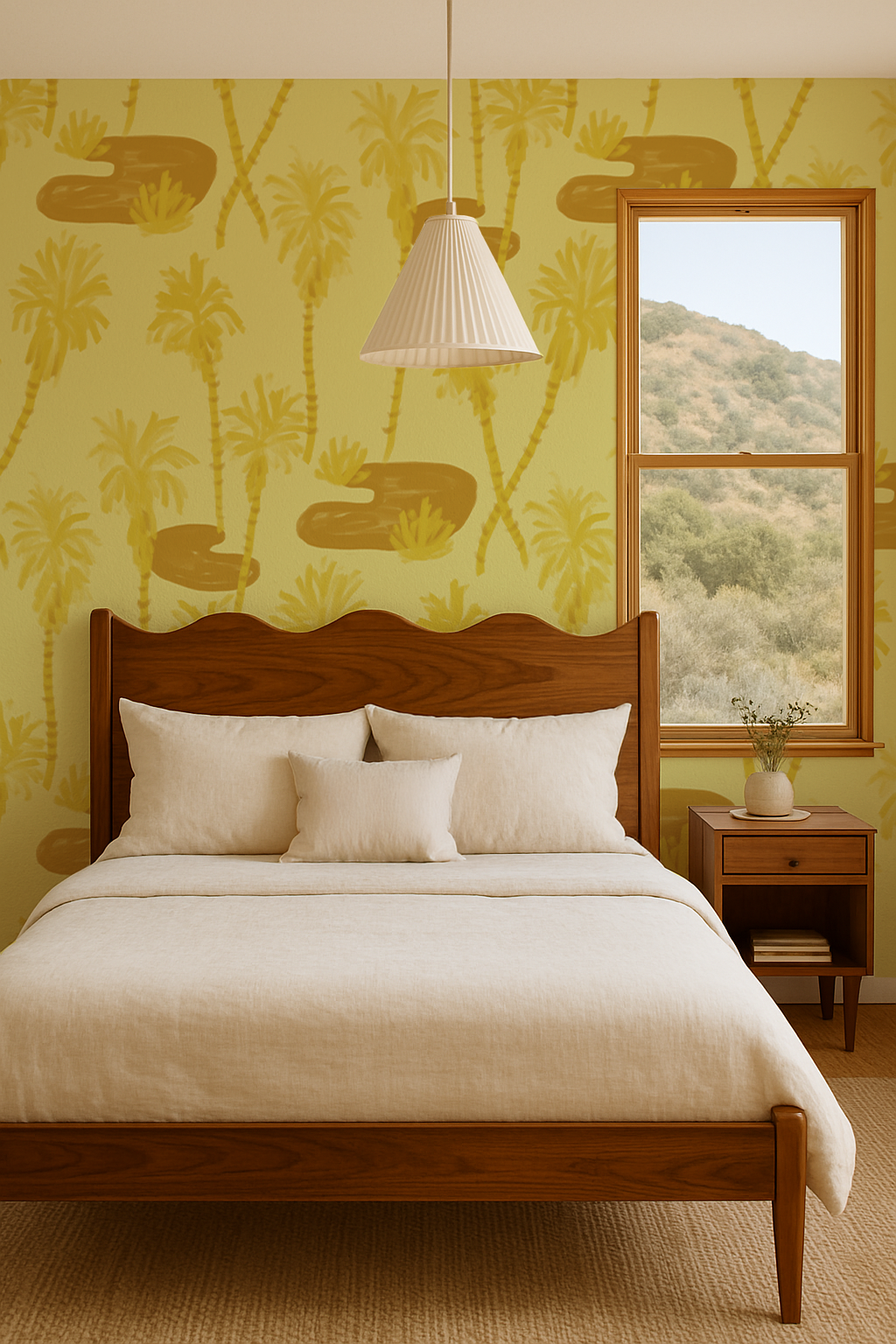 Papier peint Palm Oasis, jaune citron