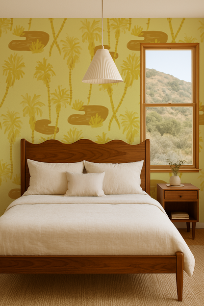 Papier peint Palm Oasis, jaune citron