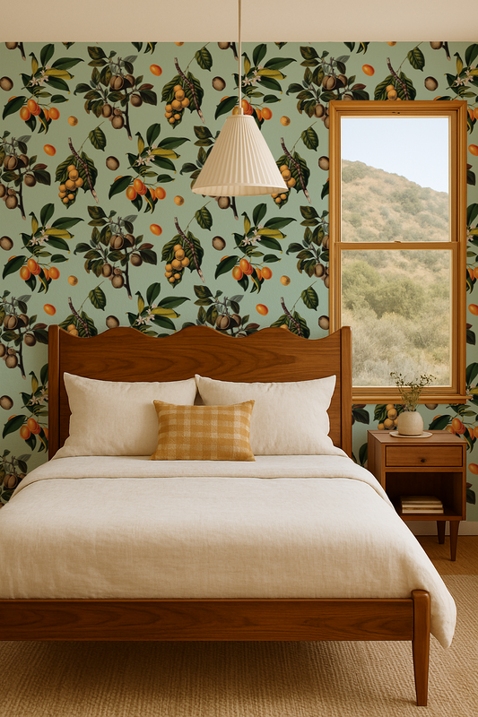 Vintage Orchard Wallpaper, robin egg - Tampa Home & Garden Store