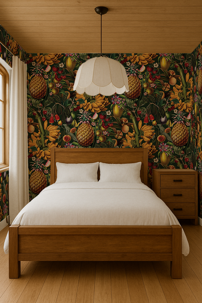 Papel pintado de frutas jugosas, verde oscuro