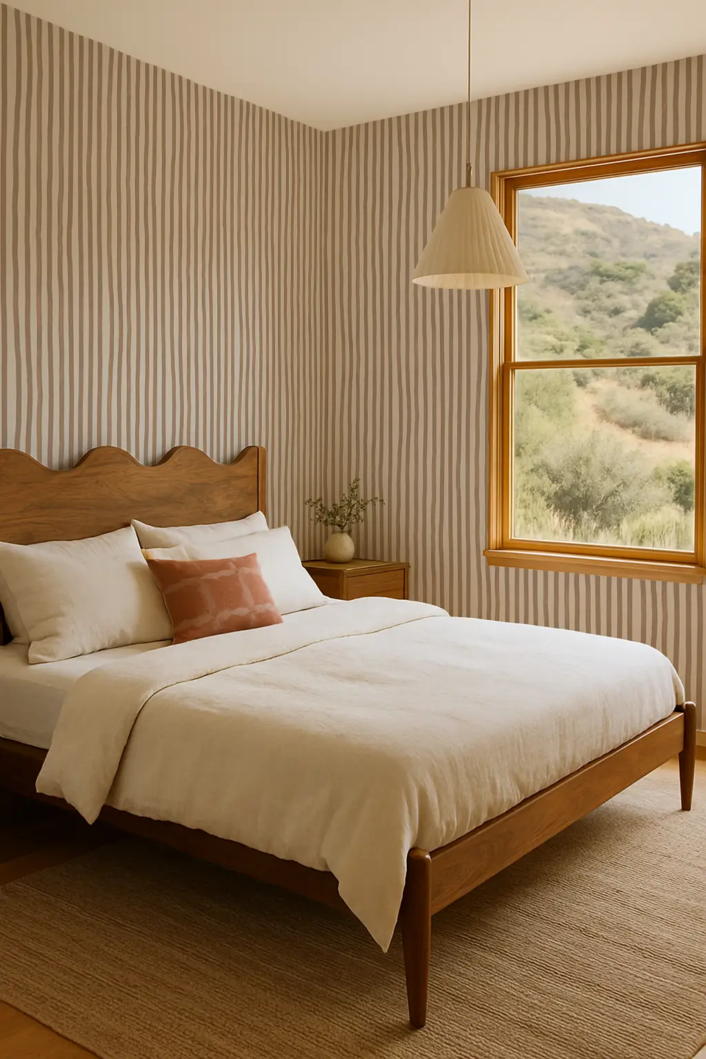 Dolce Stripe Wallpaper Off White and Tan by Samantha Santana Creative, neutral vertical stripes on Tampa Home & Garden Store