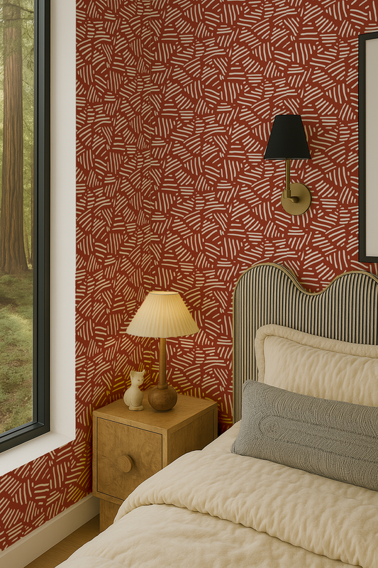 Simple Stripes Wallpaper, brick red - Tampa Home & Garden Store