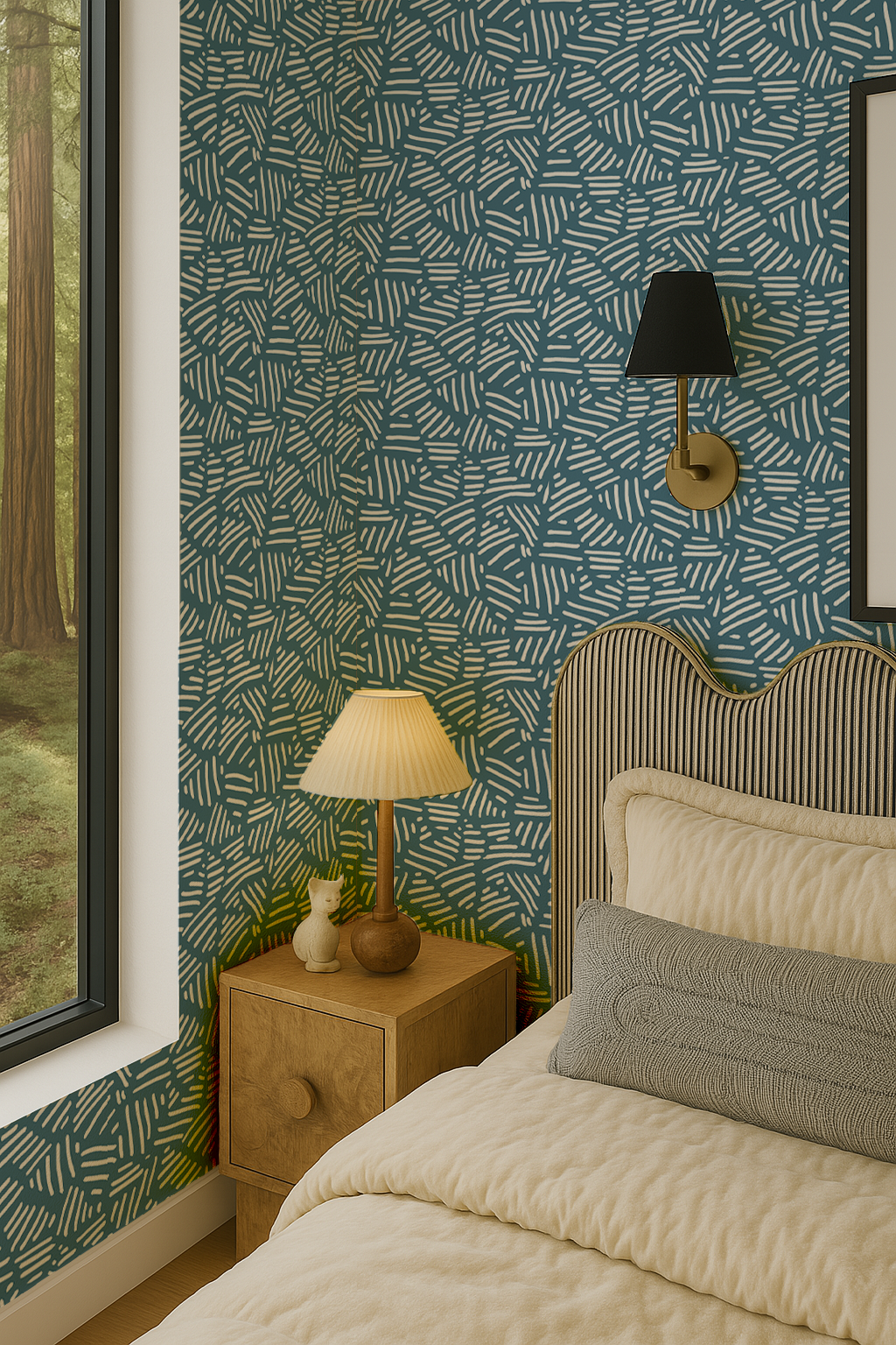 Simple Stripes Wallpaper, denim blue