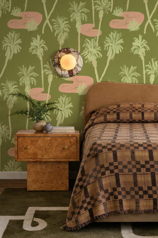 Papel pintado Palm Oasis, verde oliva