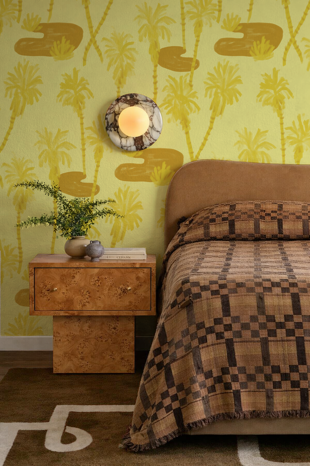 Papier peint Palm Oasis, jaune citron