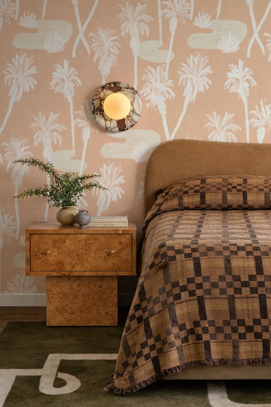 Palm Oasis Wallpaper, peach and white - Tampa Home & Garden Store