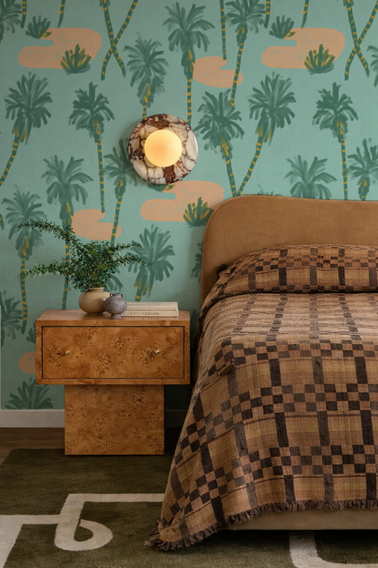Palm Oasis Wallpaper, teal