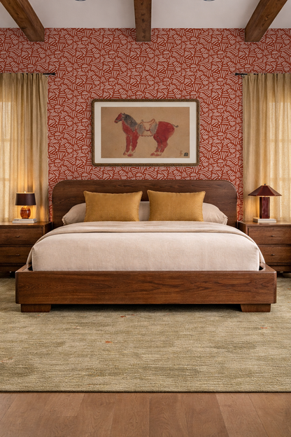 Simple Stripes Wallpaper, brick red