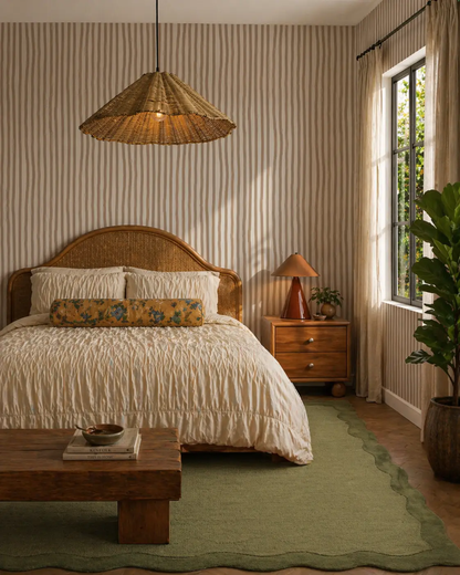 Dolce Stripe Wallpaper Off White and Tan by Samantha Santana Creative striped wallpaper on Tampa Home & Garden Store