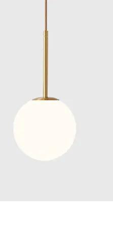 Bedside Chandelier Simple Modern Long Line by Decorbites brass pendant with white globe on Tampa Home & Garden Store