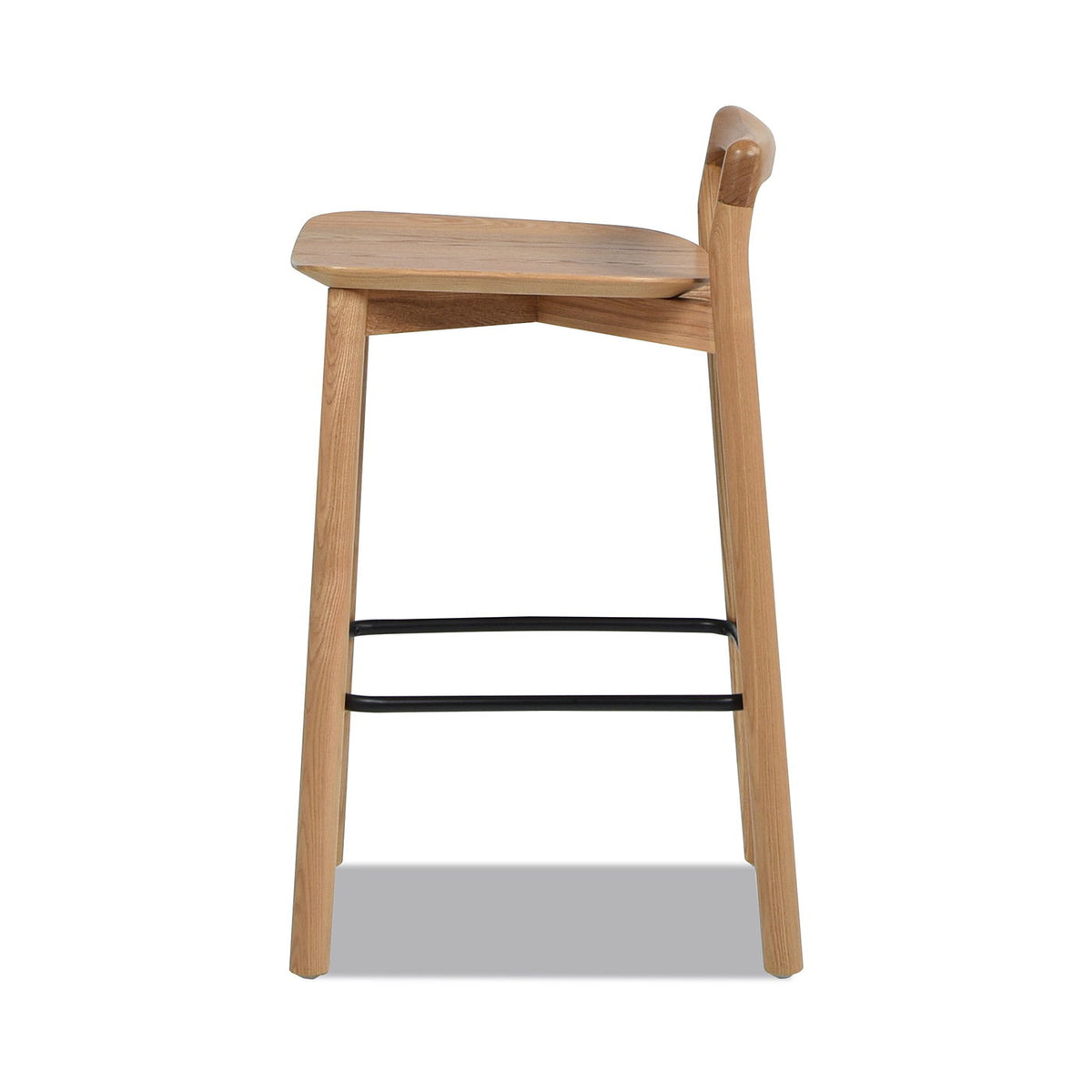 Modern Minimalist Low Back Counter Stool in blonde ash with ergonomic footrest HouseOfZazla on Tampa Home & Garden Store
