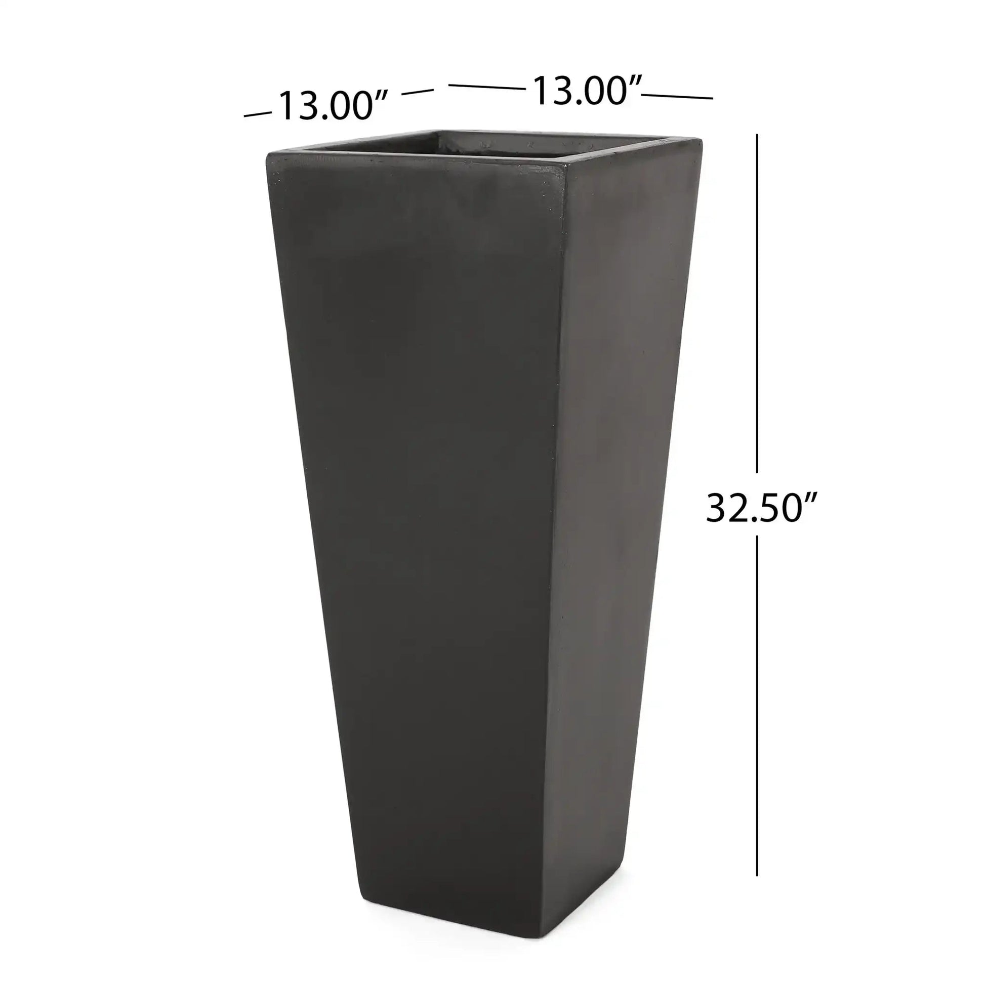 Outdoor Modern Cast Stone Planter by HouseOfZazla, dark gray tapered square design on Tampa Home & Garden Store