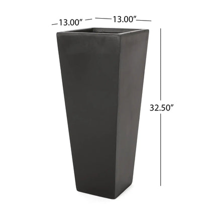 Outdoor Modern Cast Stone Planter by HouseOfZazla, dark gray tapered square design on Tampa Home & Garden Store
