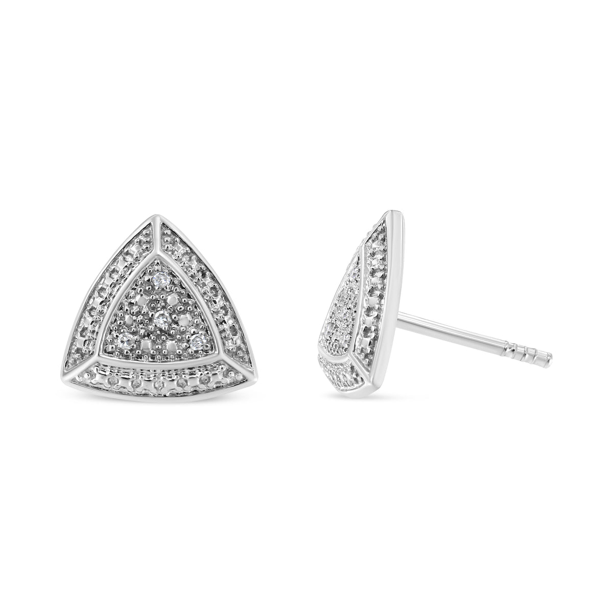 Earrings Bids.com .925 sterling silver trillion-shaped diamond-accented halo studs pair on Tampa Home & Garden Store