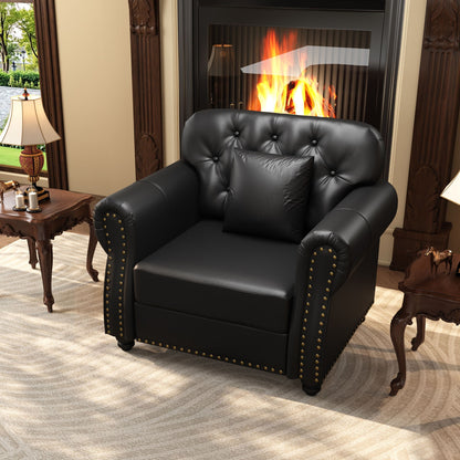 Upholstered Sofa with Nailhead and Ottoman