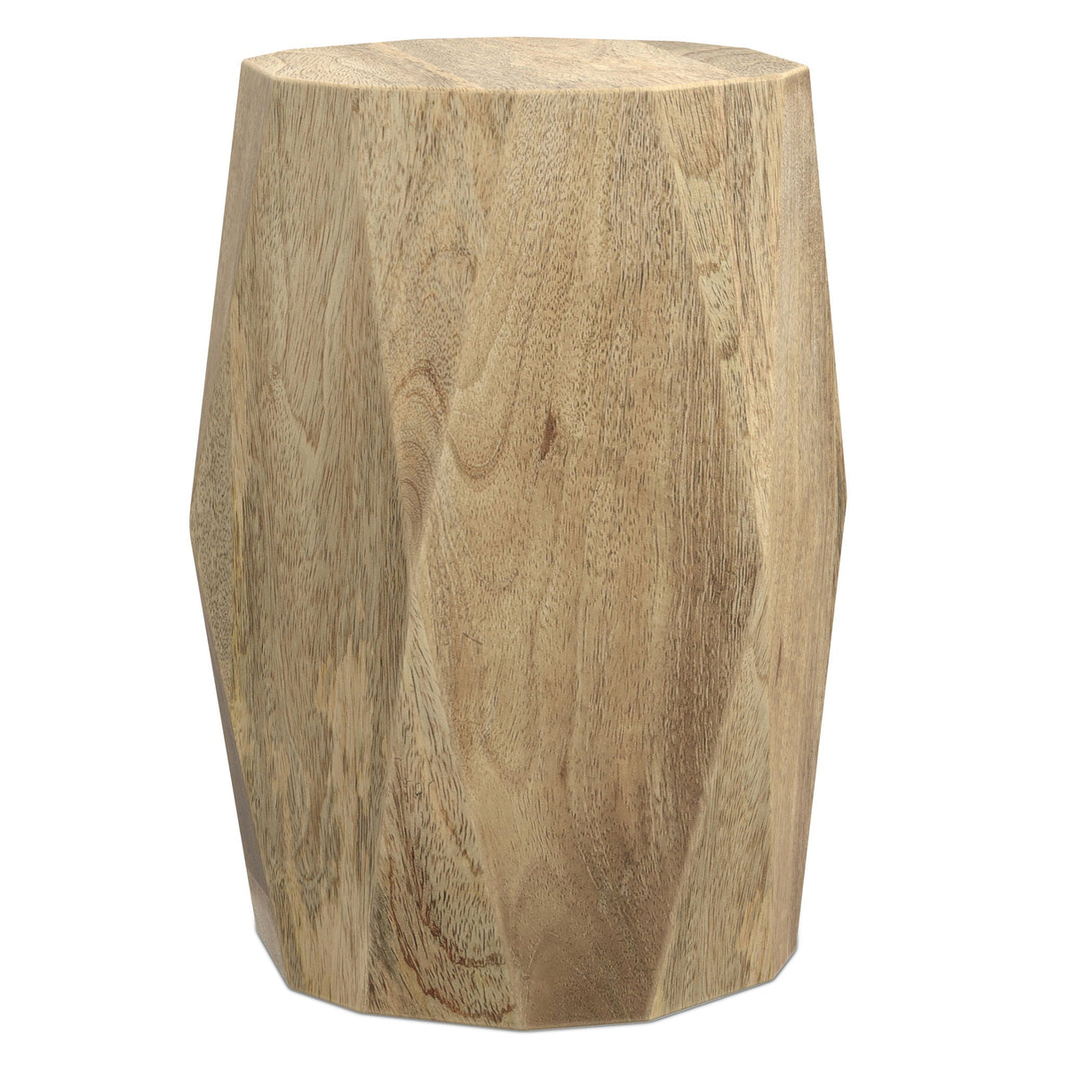 Judson Side Table natural wood grain, faceted octagonal base by HouseOfZazla on Tampa Home & Garden Store