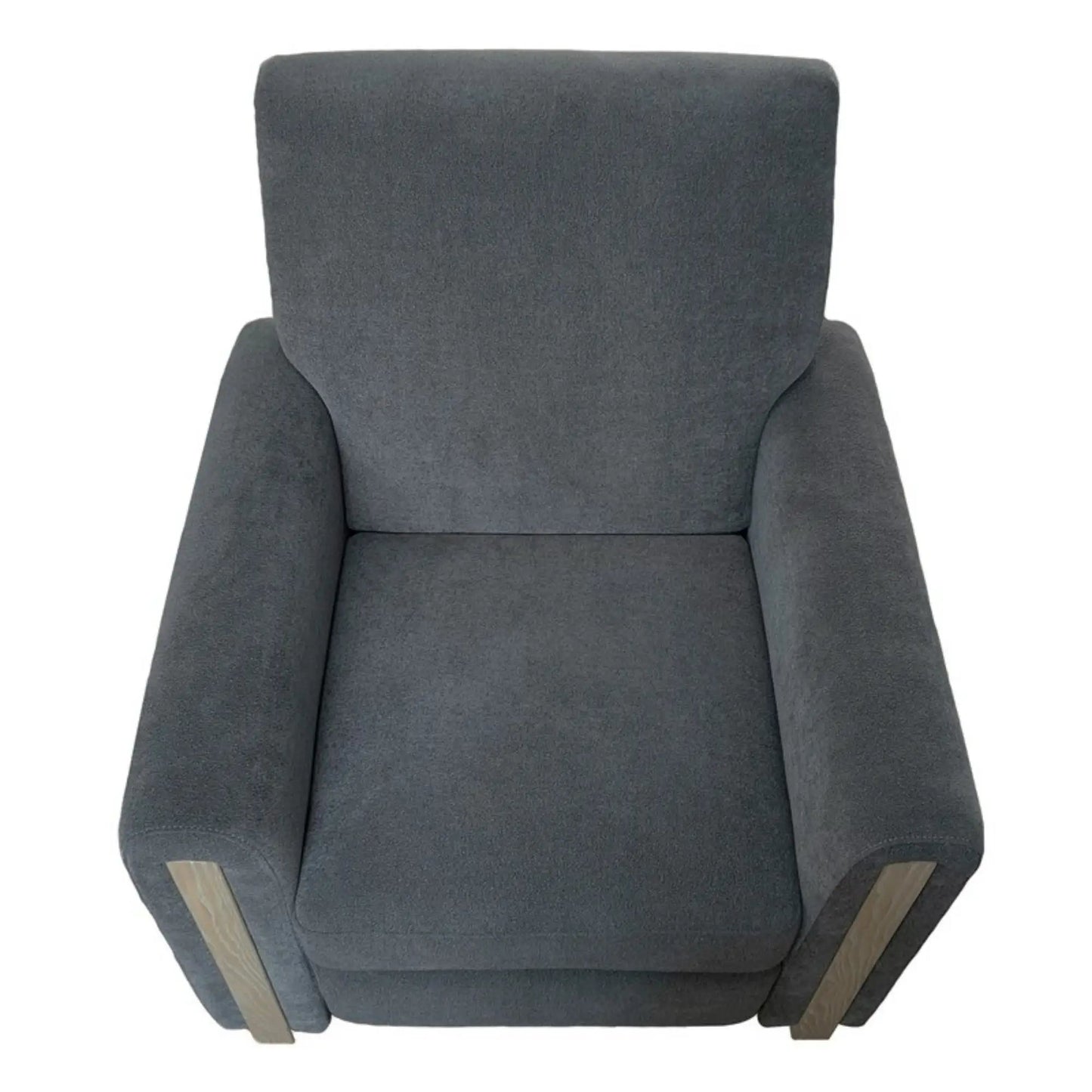 Recliner Chair Gray fabric with wooden arm accents by Unique Piece Furniture on Tampa Home & Garden Store