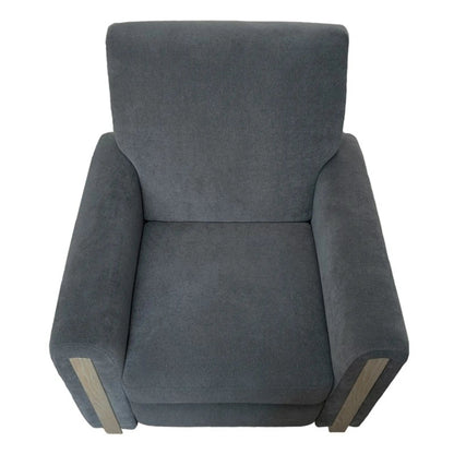 Recliner Chair Gray fabric with wooden arm accents by Unique Piece Furniture on Tampa Home & Garden Store