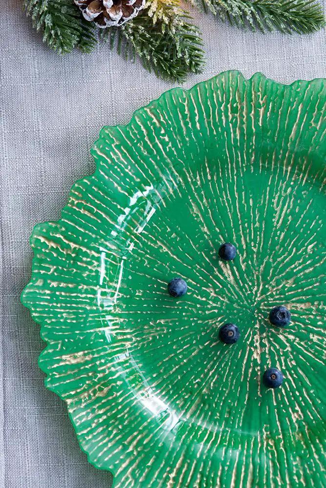Leaf-shaped green plastic charger plate set of 8 by Unique Piece Furniture on Tampa Home & Garden Store