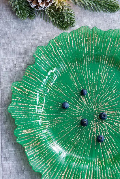 Leaf-shaped green plastic charger plate set of 8 by Unique Piece Furniture on Tampa Home & Garden Store