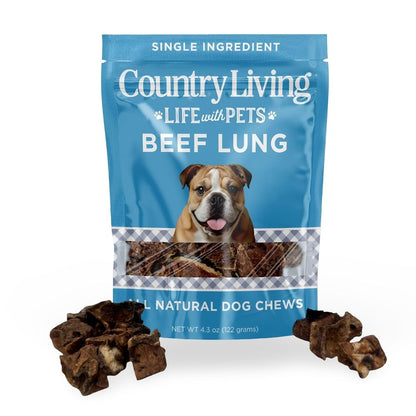 Friandises pour chiens Country Living aux tranches de poumon de bœuf de 10 à 15 cm – Sachet de 227 g – 100 % naturelles, à ingrédient unique, riches en protéines, sans céréales – Croustillantes et légères