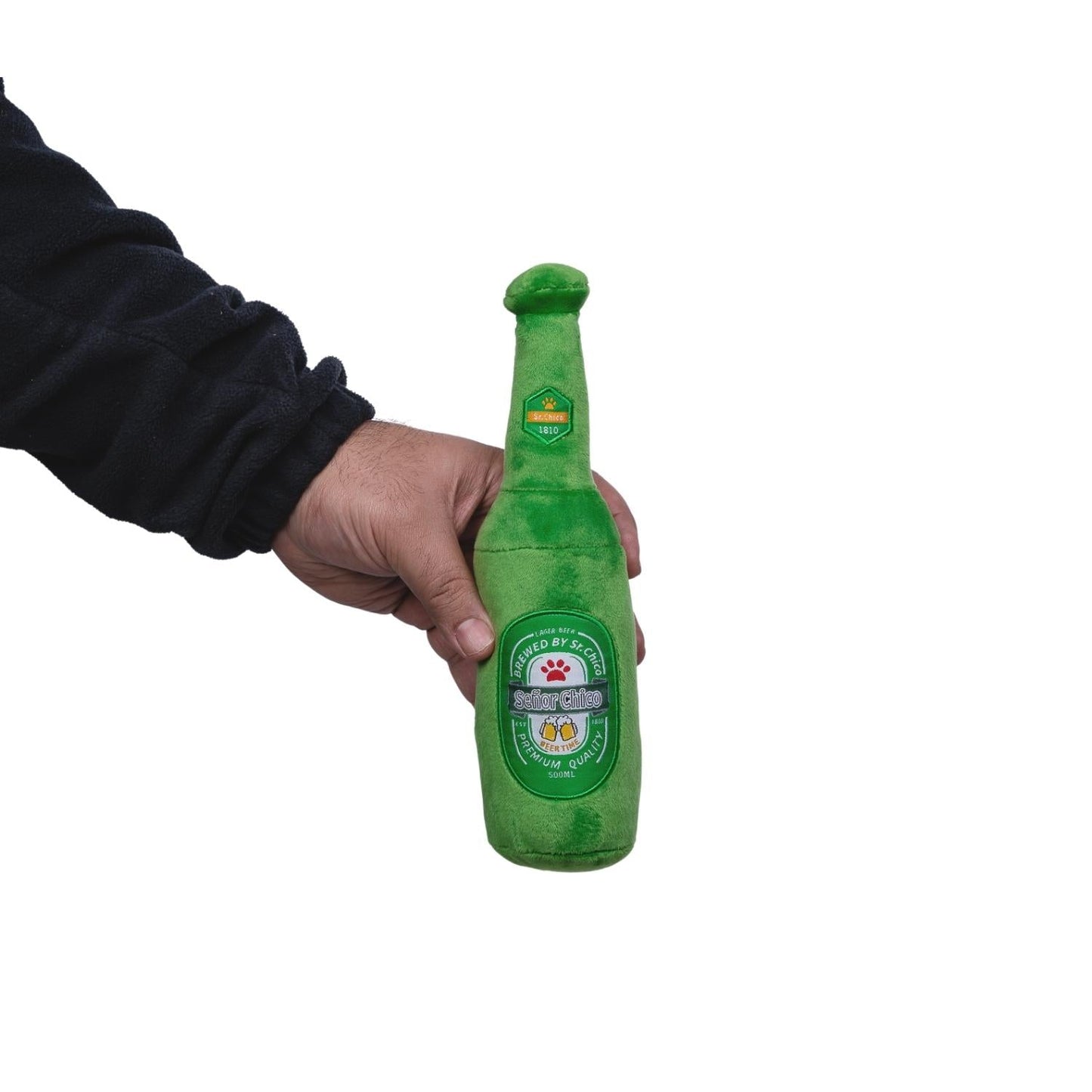 Set de regalo de peluche para perro Beers-Cheers: con chirriador y papel arrugado para divertirse.