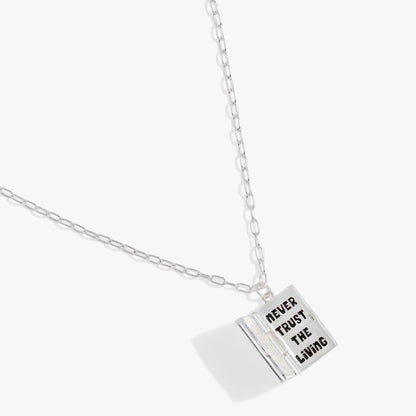 Beetlejuice Handbook for the Recently Deceased pendant necklace, silver-tone chain by ALEX AND ANI on Tampa Home & Garden Store