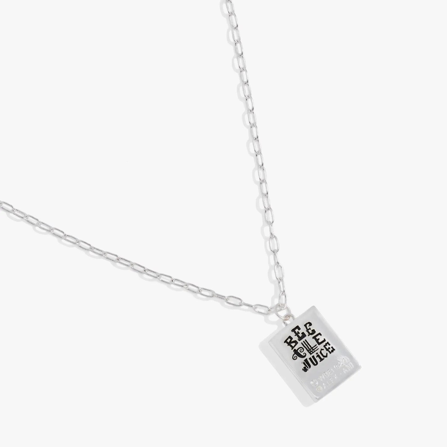 Beetlejuice Handbook pendant necklace by ALEX AND ANI with silver chain on Tampa Home & Garden Store