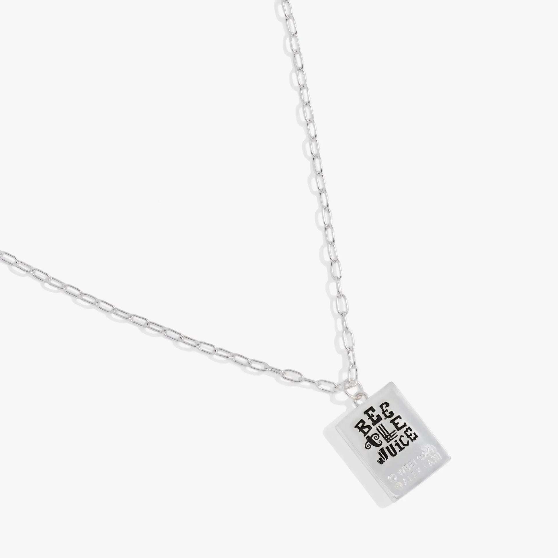 Beetlejuice Handbook pendant necklace by ALEX AND ANI with silver chain on Tampa Home & Garden Store