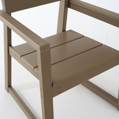 Antique wood color HDPE outdoor armchair with backrest by HouseOfZazla outdoor furniture on Tampa Home & Garden Store