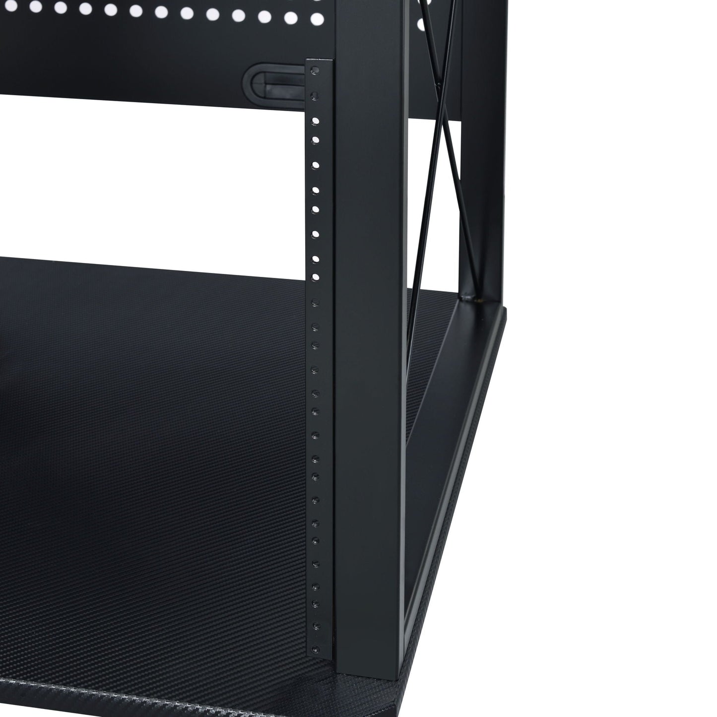 Megara Music Desk frame in black with perforated vertical rails and cable routing on Tampa Home & Garden Store