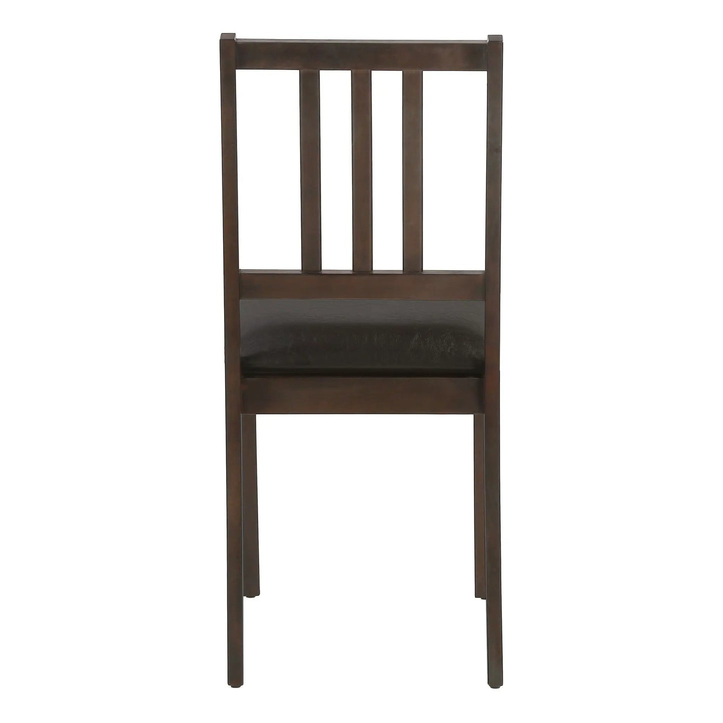 Dining chair brown wood frame with upholstered dark seat and vertical slat back on Tampa Home & Garden Store