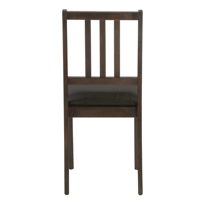 Dining chair brown wood frame with upholstered dark seat and vertical slat back on Tampa Home & Garden Store