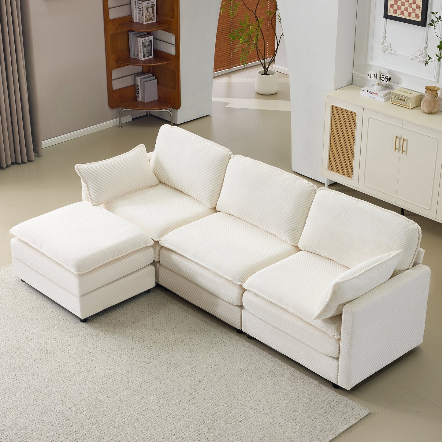 Plush Cloud Sofa with Ottoman and Modular Design