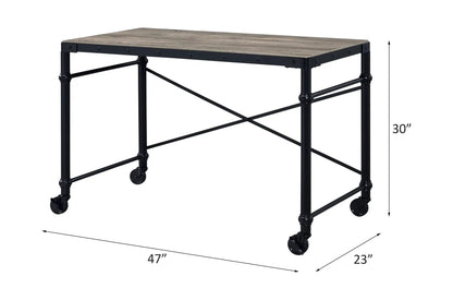 Oklarth Rustic Writing Desk black metal frame with oak top 47in L x 23in W, 30in H on Tampa Home & Garden Store