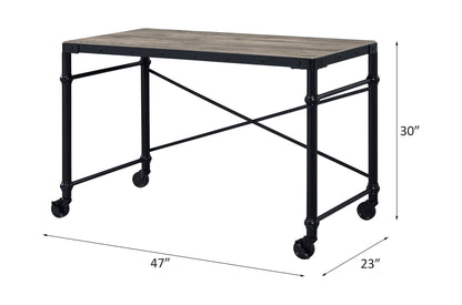 Oklarth Rustic Writing Desk Black/Oak with metal frame, oak top X-brace 47W x 23D x 30H on Tampa Home & Garden Store